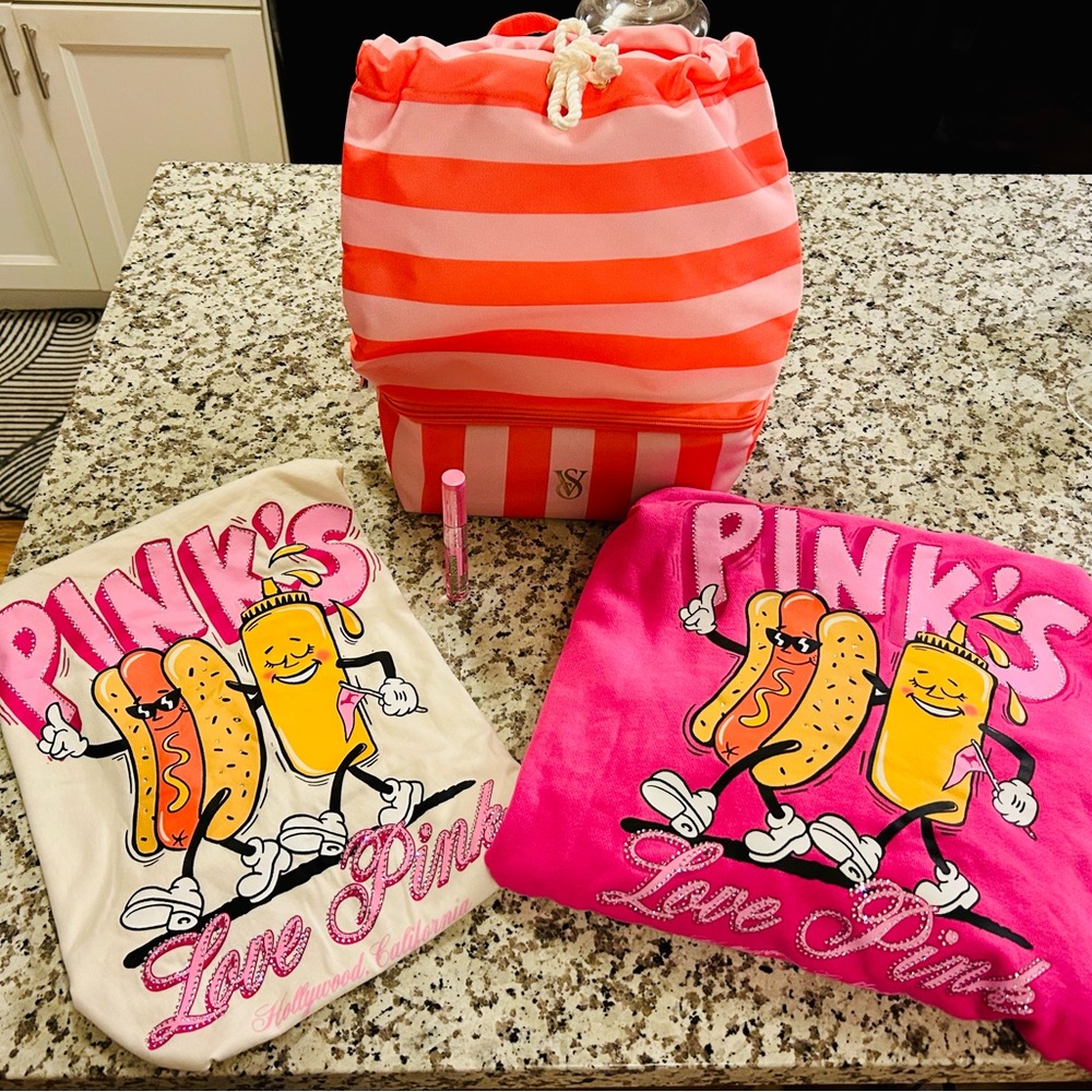 PINK Victoria's Secret Bundle! Hoodie, Short sleeve t-shirt and backpack cooler!